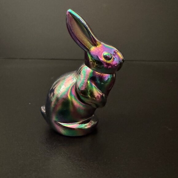 Fenton Other - Fenton Handmade Iridescent Glass Bunny Figurine 2.75" Tall Collectible USA-Made